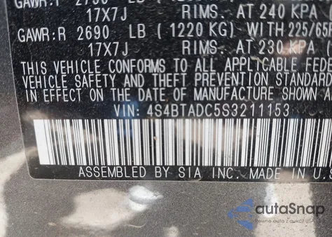 2025 Subaru Outback Premium from USA, damaged, VIN 4S4BTADC5S3211153